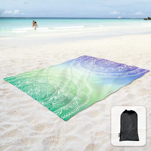 Miniatura 34 de Sunlit - Manta de playa suave y sedosa de 106x81 / 85x72 pulgadas, a prueba de arena, con bolsillos en las esquinas y bolsa de malla; Azul Violeta