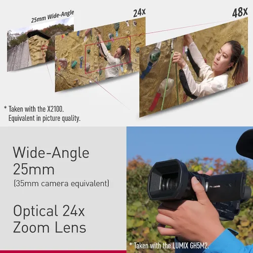 Miniatura 5 de Panasonic Videocámara X1200 4K, lente teleobjetivo gran angular con zoom de 24X, O.I.S híbrido, diseño ligero de dispersión de calor, embalaje