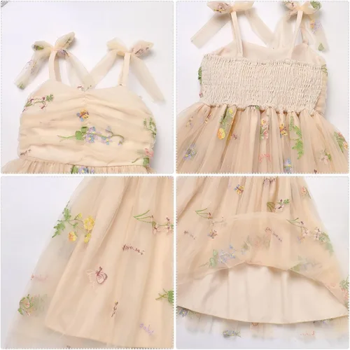 Miniatura 13 de IMEKIS Vestido de princesa de cumpleaños para niña pequeña, confeti brillante, bohemio, arco iris, pastel, sesión de fotos, traje para 1-6T