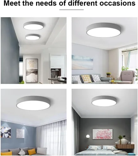 Miniatura 8 de Led Ceiling Lamp - Remote Control Light Fixture, Grey, 16" 24w Flush Mount, Suitable for Bedroom, Hallway, Balcony, Office, Bathroom - 3000k-6000k