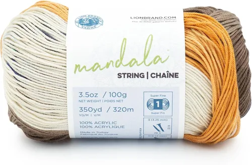 Miniatura 30 de Lion Brand Yarn Hilo Mandala String, Hilo Fingering para Tejer y Crochet, Acoustic, 1 Paquete