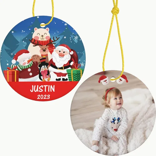 Miniatura 21 de Adornos personalizados para la primera Navidad del bebé, adornos colgantes de cerámica con foto de bebé, regalo de recuerdo para bebé recién nacido