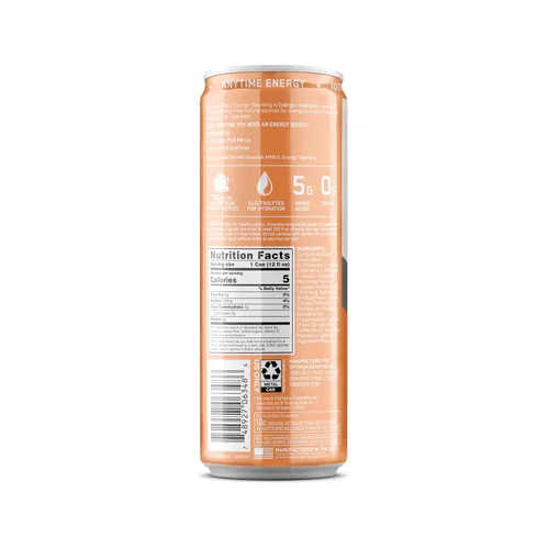 Miniatura 9 de Optimum Nutrition Amino Energy Bebida de Hidratación Espumosa, Electrolitos, Cafeína, Aminoácidos, BCAAs, Sin Azúcar, Peach Bellini, 12 Onzas