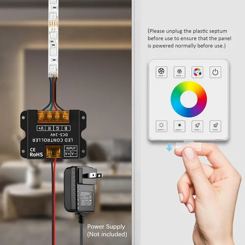 Miniatura 6 de RGBZONE Controlador LED RGB, control remoto inalámbrico RF, controlador de pared LED regulable para tiras de luz DC5V/12V/24V 30A 5050 3528 5630