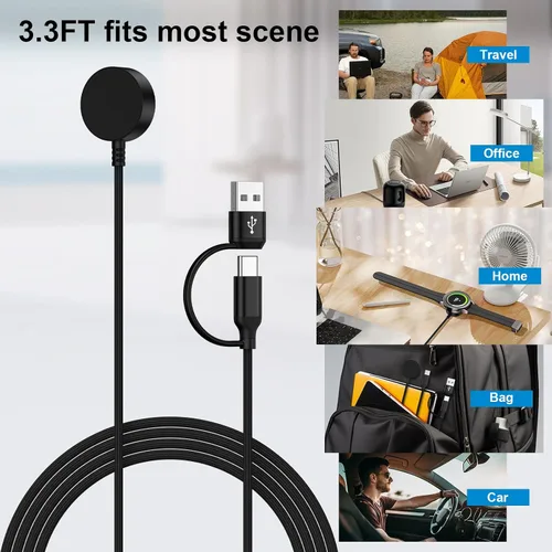 Miniatura 7 de Cargador de reloj Samsung para Samsung Galaxy Watch 8/8 Classic/7/Ultra/6/6 Classic/5/5 Pro/4/4 Classic/3/Active 2/1, cable de carga inalámbrico