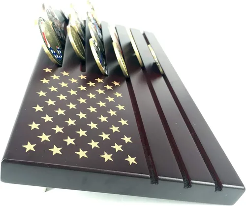 Miniatura 6 de Glamtune Soporte de monedas militar con bandera estadounidense (grande, 6 filas)