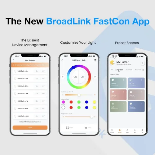 Miniatura 2 de BroadLink Kit de inicio inteligente para el hogar: incluye 3 bombillas, 1 interruptor de escena y 1 concentrador, utiliza tecnología FastCon