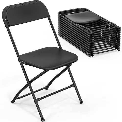 Miniatura 15 de Bonnlo Juego de Sillas Plegables de 4, Silla de Plástico Negra con Asiento Resistente y Marco de Metal, Perfecta para Fiesta, Evento, Boda