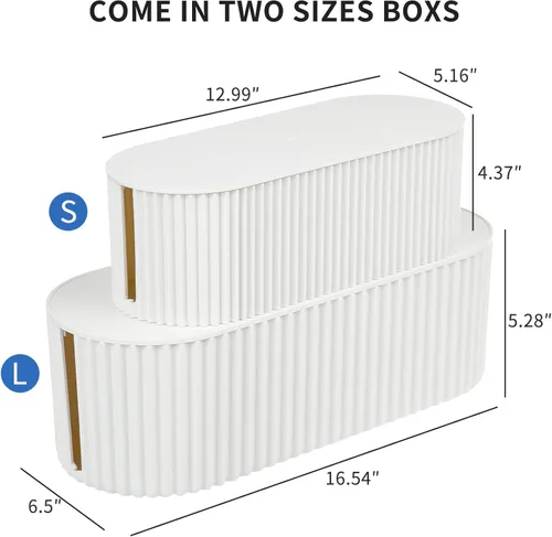 Miniatura 2 de FABROK Paquete de 2 cajas de gestión de cables, caja organizadora de cables con 20 bridas de cable, almacenamiento de tira de alimentación