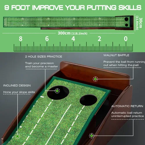 Miniatura 3 de Putting Green Putting Matt para interior Golf Putting Mat - Putting Mat interior con pelota. Mate para práctica de golf, portátil y fácil