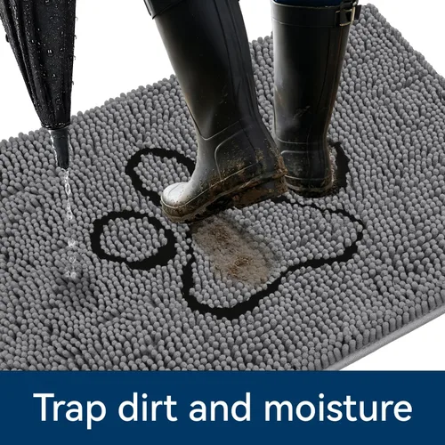 Miniatura 3 de Bcoimo Tapete súper absorbente para puerta de perro, 30 x 20 pulgadas, tapete antideslizante para patas fangosas, alfombras para mascotas para patas