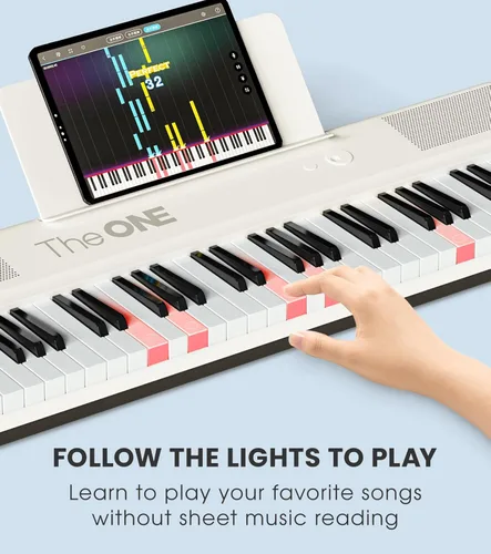 Miniatura 2 de The ONE Teclado inteligente COLOR 61 teclas iluminadas, piano eléctrico para principiantes con 256 tonos, 64 polifonía, luces LED integradas
