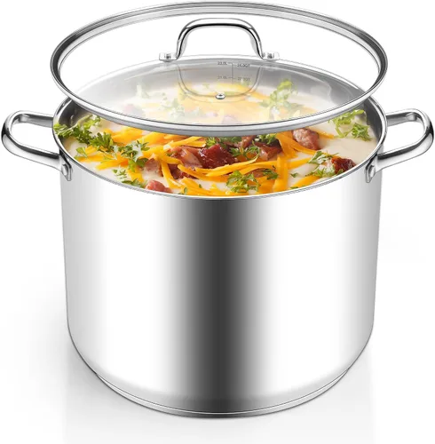 Miniatura 11 de Homikit Olla de acero inoxidable de 4 cuartos de galón, olla de inducción con tapa para sopa, salsa de pasta, cocinar a fuego lento, parte inferior