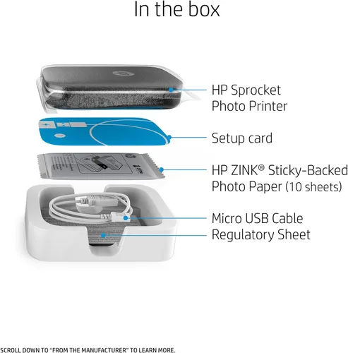 Miniatura 6 de Impresora de fotografías portátil HP Sprocket (negra), con papel fotográfico adhesivo Zink, Negro