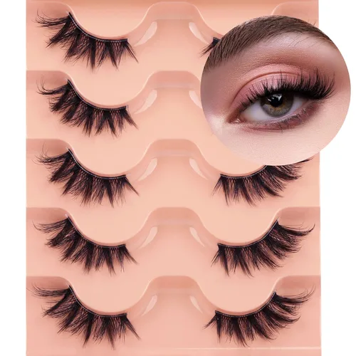 Miniatura 2 de Medias Pestañas de Aspecto Natural Ojo de Gato Pestañas Postizas Vaporosas 3D de Visón Sintético Banda Transparente Pestañas de Tira Esponjosas por