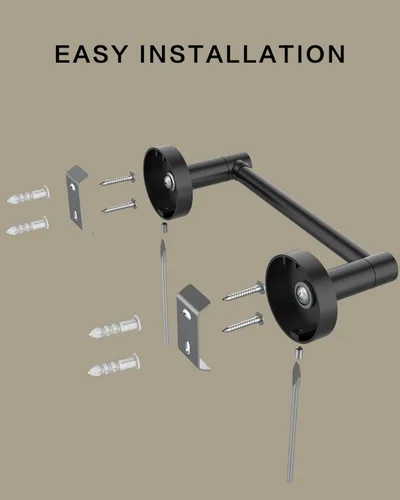Miniatura 5 de Soporte de papel higiénico negro mate para baño, soporte de rollo de papel giratorio de doble poste de acero inoxidable y aleación de zinc, montaje