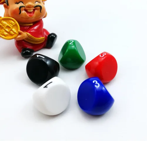 Bescon - Dados poliédricos para juegos de 3 lados - D3, 3 lados, 5 colores opacos surtidos Juego de 5 piezas de colores surtidos D3