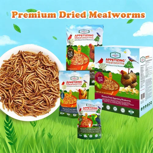 Miniatura 7 de Amzey Gusanos secos de harina de 2 libras, gusanos de comida 100% naturales para pollo y pájaros, alimento orgánico para gallinas ponedoras, alto