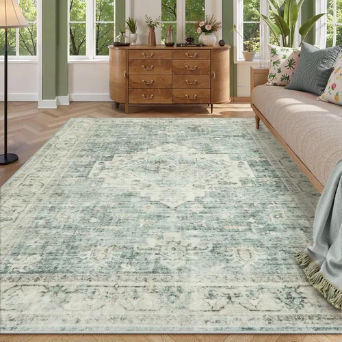 Miniatura 26 de LIVEBOX Alfombra lavable de 5 x 7 pies, para sala de estar, dormitorio, antideslizante, estilo bohemio, para interiores, para comedor, oficina