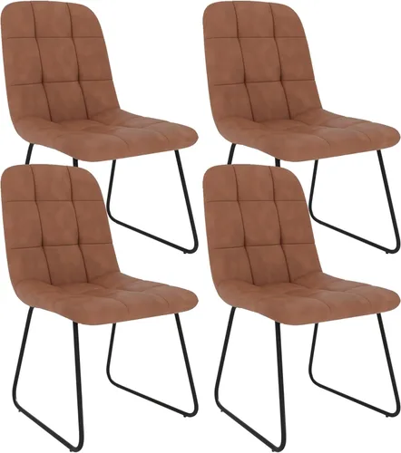HIPIHOM Juego de 4 sillas de comedor, modernas sillas de comedor de piel sintética para cocina, sala de estar, comedor (4 marrón)