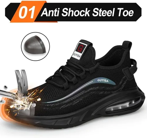 Miniatura 2 de Zapatos deportivos con punta de acero para hombre, zapatos ligeros para hombre, zapatos de trabajo cómodos, zapatos de seguridad con amortiguación