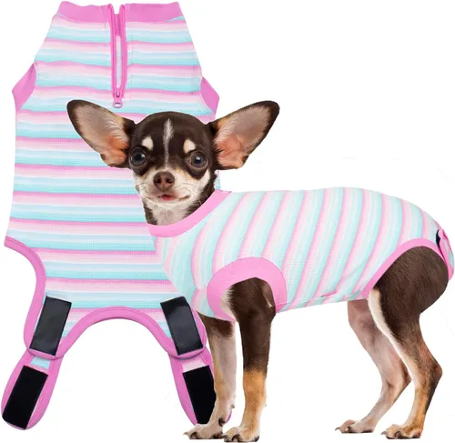 Miniatura 50 de Traje de Recuperación Wabdhaly para Perros, Traje de Cone de Perro con Cremallera Alternativa para Cirugía de Esterilización Femenina, Traje