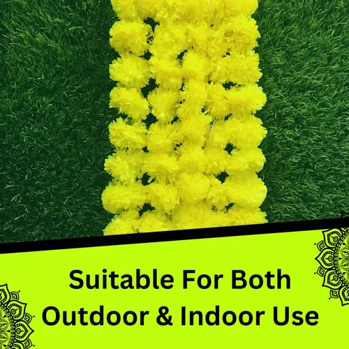 Miniatura 2 de 5 guirnaldas de flores artificiales de caléndula de 5 pies de largo, celebraciones, bodas indias, eventos temáticos, decoraciones, decoraciones