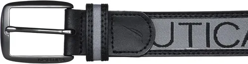 Miniatura 2 de Nautica Mens Signature Logo Ribbon with Leather Trim Belt
