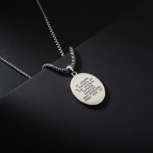 Miniatura 320 de Collar de plata de ley 925 con medalla de San Patrón, colgante de protección católica, amuleto, joyería religiosa para hombres y mujeres