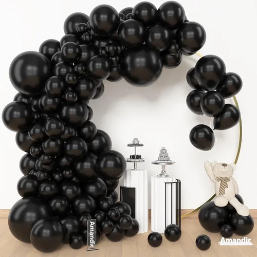 Miniatura 20 de Amandir Kit de arco de guirnalda de globos azul polvoriento, 153 piezas, diferentes tamaños de 18, 12, 10, 5 pulgadas, globos de látex azul blanco