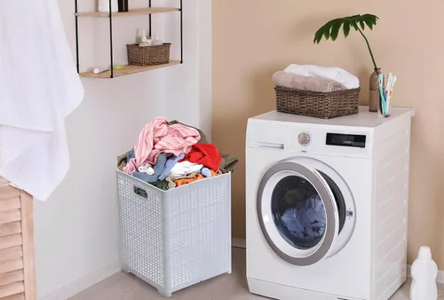 Miniatura 8 de Eslite Cestas de plástico plegables para la ropa sucia de 42 litros, cesta plegable para la ropa, paquete de 2 unidades (blanco)