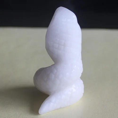 Miniatura 3 de 2 '' tallado a mano piedra preciosa cristal blanco jade serpiente figura talla animal Jade blanco