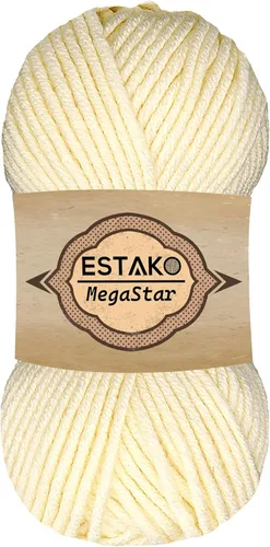 Miniatura 52 de Estako Megastar, 3.52 Oz (100g) de hilo de acrílico 75% y lana 25%, suave, peso grueso voluminoso #5 para crochet y tejer 120 yardas (110m)