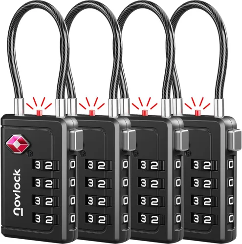 Miniatura 9 de Cerradura de equipaje aprobada por la TSA Indicador de inspección, combinación de 4 dígitos, aleación de zinc duradera para maletas, mochilas