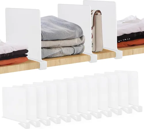 Miniatura 16 de JOY DECOR Paquete de 6 Divisores de Estantes Acrílicos Transparentes para Organizador y Almacenamiento de Armarios, Separadores de Estantes