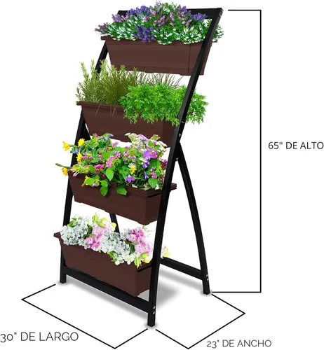 Miniatura 5 de Outland Living Jardinera elevada de 6 pies – Jardinera vertical independiente con 4 cajas de contenedores, buena para patio o balcón