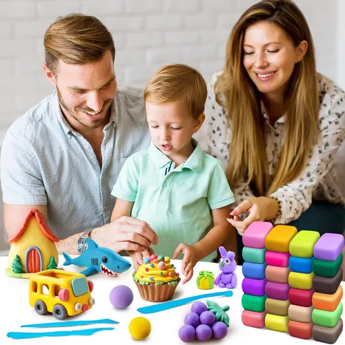 Miniatura 7 de YOPINSAND Arcilla de Secado al Aire 115 Colores, Arcilla para Modelar para Niños, Juguetes Mágicos de Moldeado DIY con Herramientas, Regalo