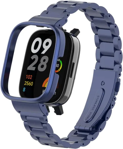 Miniatura 9 de HOPMC - Correa de repuesto clásica con marco de metal y hebilla de malla de acero inoxidable para Redmi Watch 3