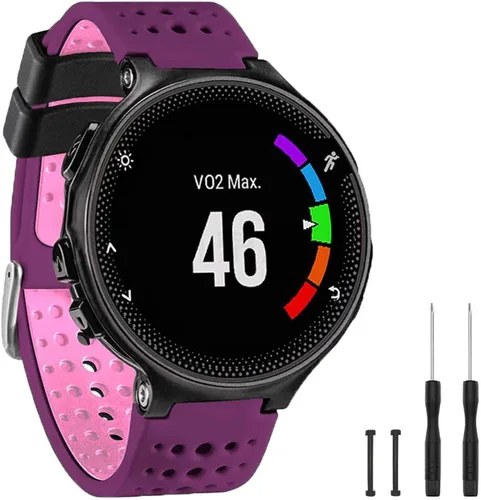 Miniatura 23 de GVangel - Correa compatible con reloj inteligente Garmin Forerunner 235, correa de silicona suave de repuesto para 220/230/235/620/630/735XT/235