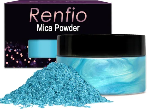 Miniatura 28 de Renfio Polvo de mica, polvo de mica de 60 colores para resina epoxi natural, pigmento de color, pigmento en polvo, botellas de 0.25 onzas, pigmentos