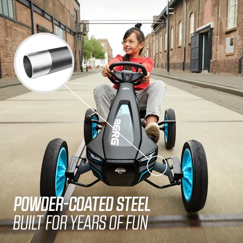 Miniatura 5 de BERG Pedal Kart Rally APX Azul Vehículo para Niños, Kart de Pedal con Asiento Ajustable, con Freno de Libre Accionamiento, Juguetes para Niños