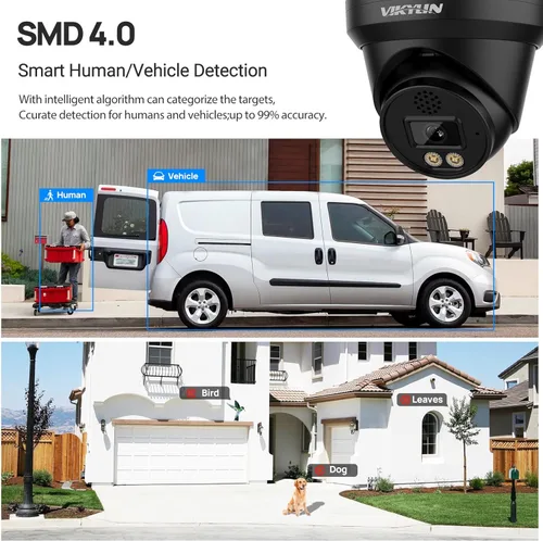 Miniatura 4 de VIKYLIN Cámara IP PoE a todo color 4K 8MP, cámara de torreta PoE 4K para exteriores con detección de humanos y vehículos, conversación de 2 vías