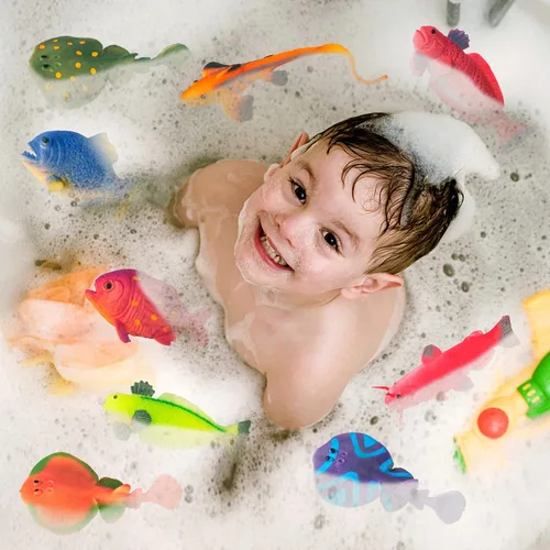 Miniatura 7 de Paquete de 12 juguetes de baño que cambian de color con animales marinos, figuras de animales oceánicos que cambian de color, juguetes de baño sin