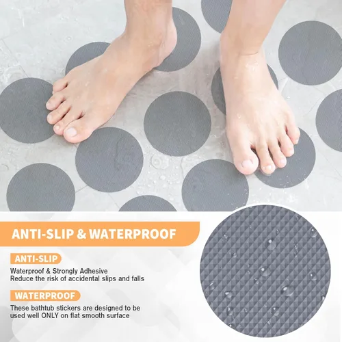 Miniatura 2 de Calcomanías antideslizantes para bañera, 24 calcomanías de ducha para tinas de baño seguras, calcomanías antideslizantes para bañera y rascador