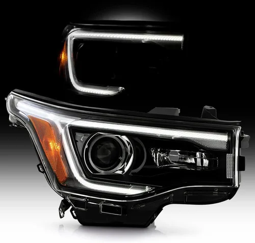Miniatura 8 de KEEKPO - Para 2017 2018 2019 GMC Acadia Factory halógeno w/LED DRL faro delantero negro reemplazo lado izquierdo del conductor