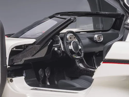 Miniatura 4 de Koenigsegg Regera 79027 - Coche modelo 1/18 blanco con carbón negro y rayas rojas