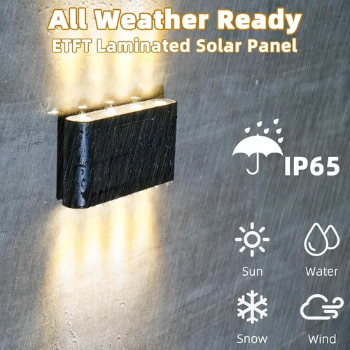 Miniatura 3 de Luces solares de pared para exteriores, 3000 K blanco cálido, impermeables, elegantes luces modernas, iluminación solar brillante arriba y abajo