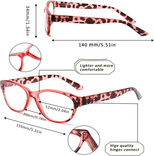 Miniatura 2 de SIGVAN Gafas de Lectura de Ojo de Gato para Damas 5 Pares con Bloqueo de Luz Azul Bisagra de Resorte Estampado de Patrón de Moda Lectores