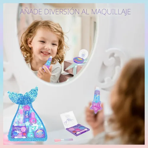 Miniatura 4 de Townley Girl Set de maquillaje para niños en bolsa de sirena, incluye brillo de labios, esmalte de uñas, brillo corporal, perfecto para regalo