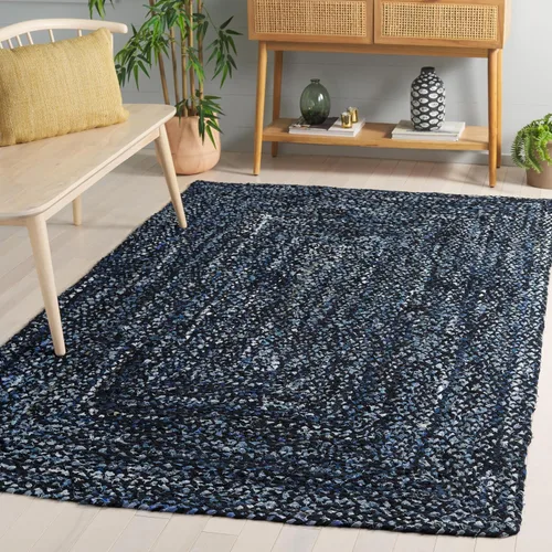 Miniatura 47 de SAFAVIEH Braided Collection - Alfombra de pasillo, 2 pies 3 pulgadas x 8 pies, color negro y azul, hecho a mano, reversible, ideal para dormitorio